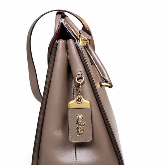 Coach Broome Taupe Leather Top-Handle Bag, Genuine Full Grain Leather - Picture 3 of 7